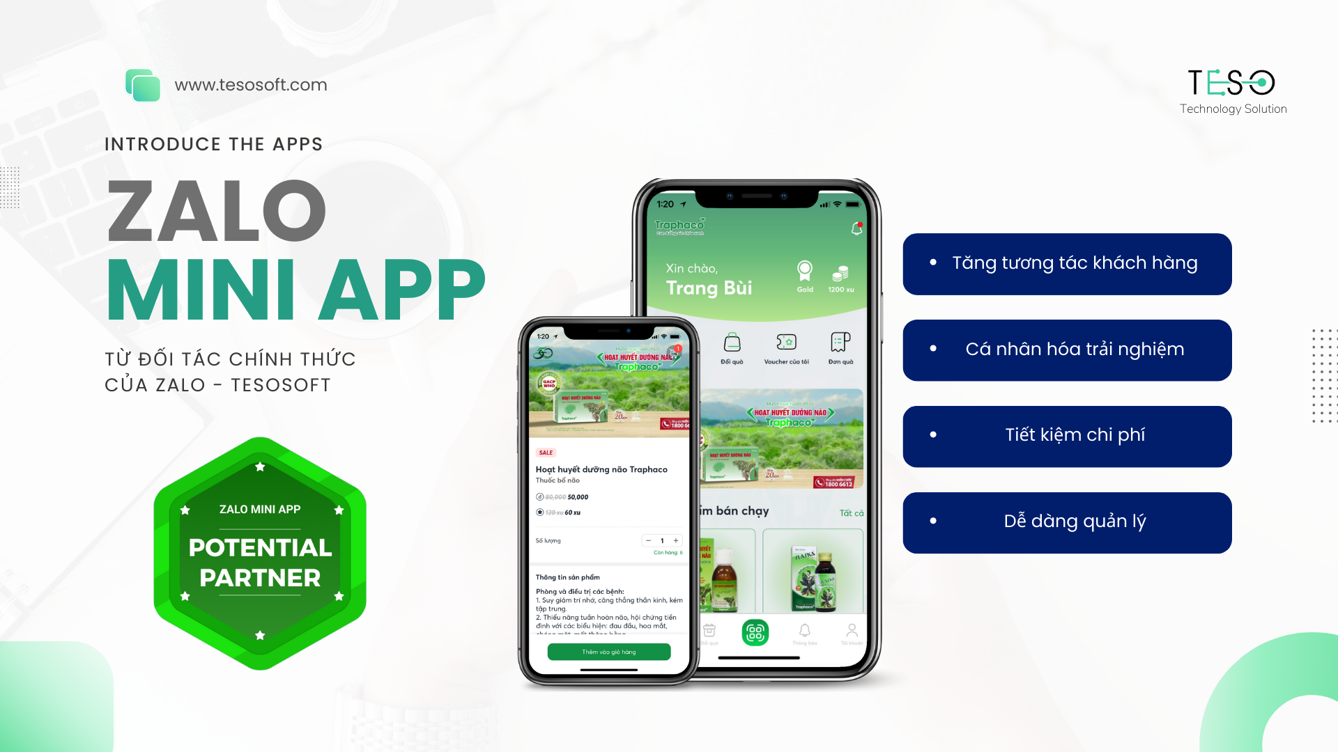 TESO – Đối tác chính thức của Zalo trong lĩnh vực xây dựng và phát triển Mini App